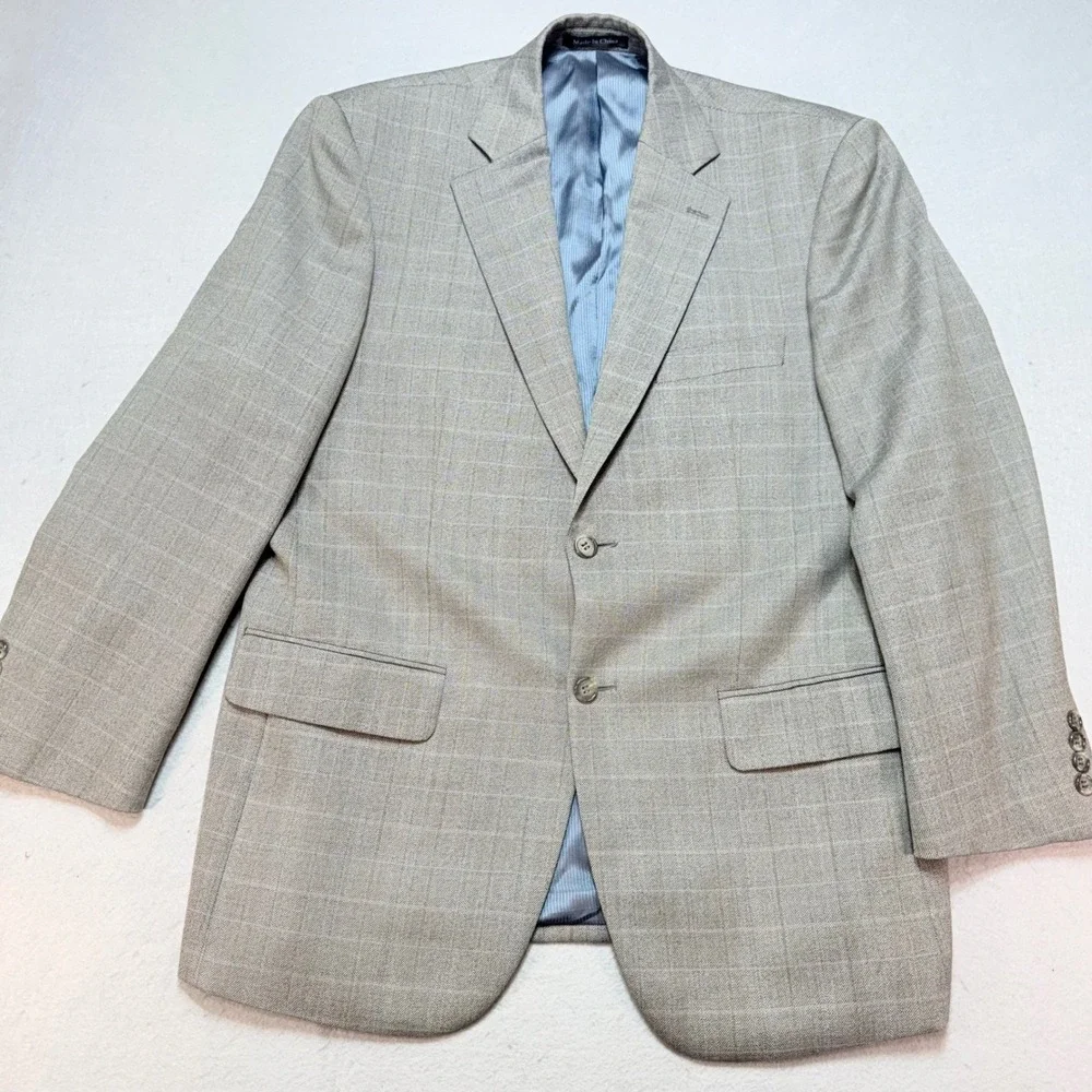 Pendleton Wool Blazer Herringbone Plaid Two Button‎ Sport Coat 42 Short,Business
